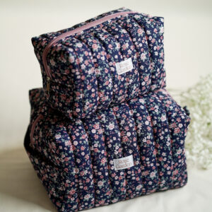 Bawełniana kosmetyczka Romantic Roses -granat - rozmiar XXL