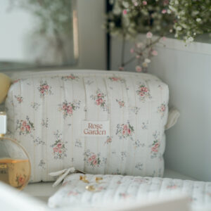 Średnia bawełniana kosmetyczka typu Box -Wedding time - L
