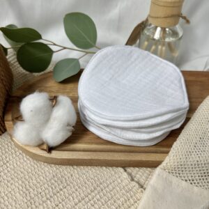 Wielorazowe płatki do demakijażu - 7 szt - kolor biały + bawełniany worek