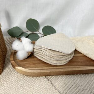 Wielorazowe płatki do demakijażu - 7 szt - kolor beżowy + bawełniany worek