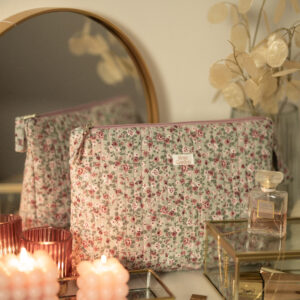 Duża bawełniana kosmetyczka Romantic Roses - zieleń