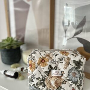 Średnia bawełniana kosmetyczka typu Box -Rustic Garden- L