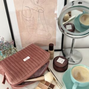 Kosmetyczka z weluru - brudny róż