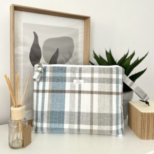 Duża bawełniana kosmetyczka - Blue Krata