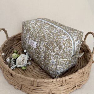 Bawełniana kosmetyczka typu Box - "English Garden" zielona
