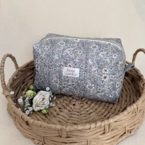 Bawełniana kosmetyczka typu Box - "English Garden" niebieska