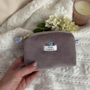 Mała kosmetyczka welurowa - Soft Rose - krata błękit