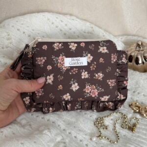 Mała kosmetyczka z falbanką – Vintage Bloom - brąz