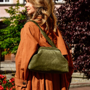 Elegancka torebka z bawełnianego weluru - khaki